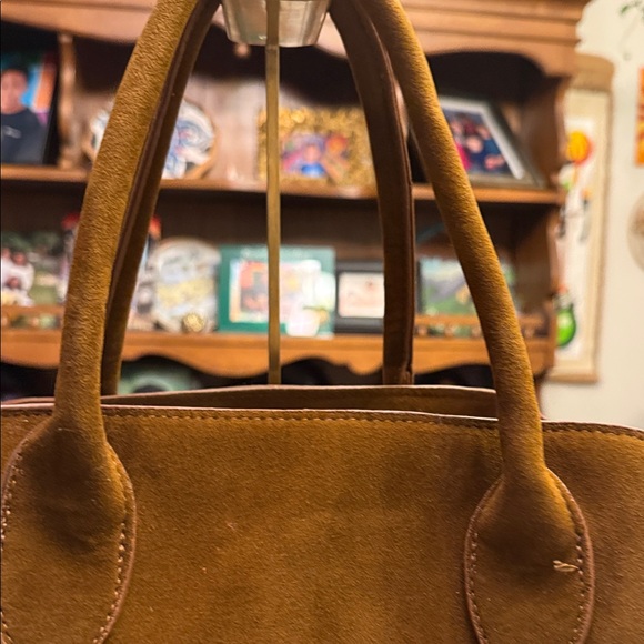 Classic faux Suede Tote Bag in Brown - Picture 3 of 8